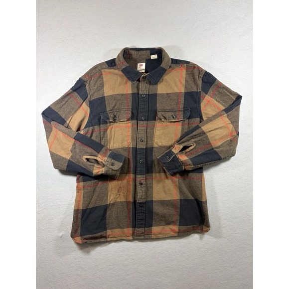 Levi's Other - Levi's Plaid Flannel Shirt Jacket Tan Black Buffalo Check Cotton Fall Grunge